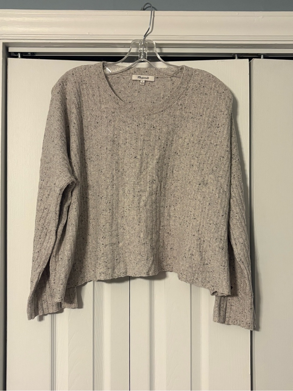 Madewell Heathered Creamy Gray Crewneck Sweater